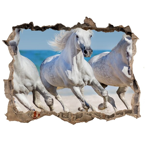 Nálepka fototapeta 3D White horse beach