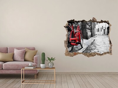 Díra 3D foto tapeta nálepka Červený bicykel na pôvabnej ulici
