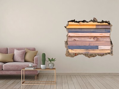 Samolepící nálepka beton Drevená stena cez dieru