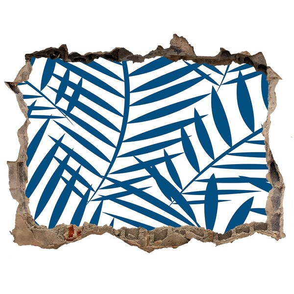 Fototapeta díra na zeď 3D Tropické listy v diere v stene