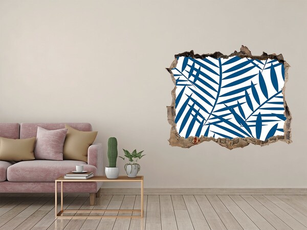 Fototapeta díra na zeď 3D Tropické listy v diere v stene