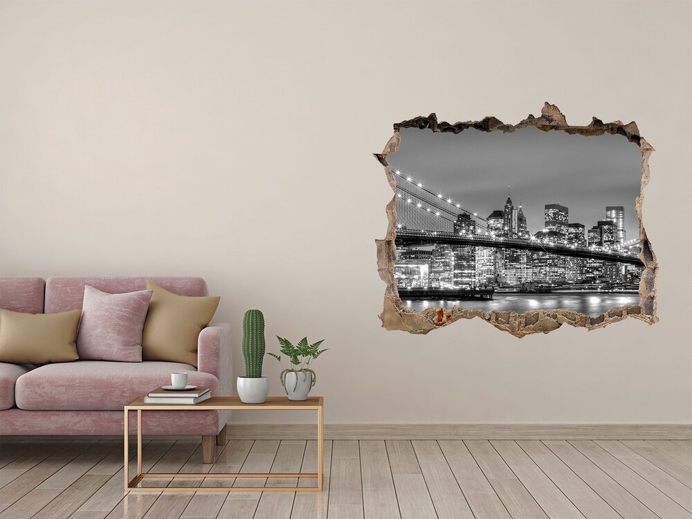 Fotoobraz díra na stěnu Brooklyn bridge