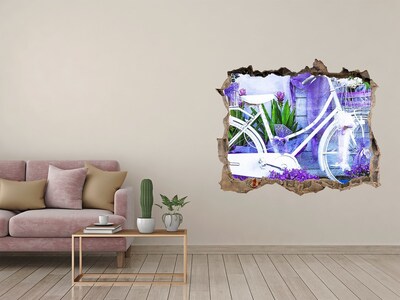 Nálepka díra na zeď Bicykel v záhrade plnej kvetov