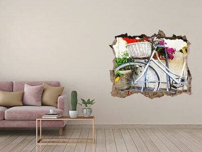 Fototapeta díra na zeď 3D Bicykel v kvetinovom prostredí