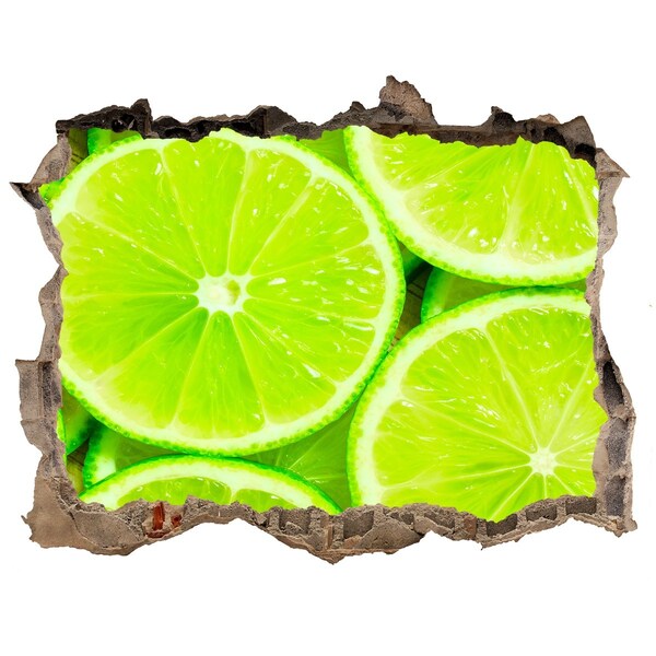 Nálepka 3D díra na zeď samolepící Šťavnaté limetky v diere v stene