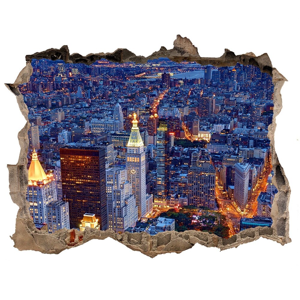 Nálepka fototapeta 3D výhled Manhattan v noci