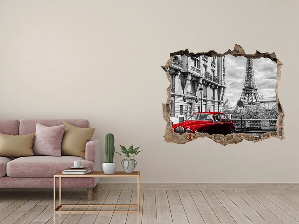 Samolepící nálepka na zeď Červené auto v Paríži