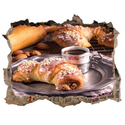 Samolepící díra na stěnu Lahodné croissanty s kávou
