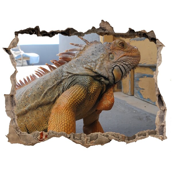 Fototapeta díra na zeď Iguana v poškodenej stene