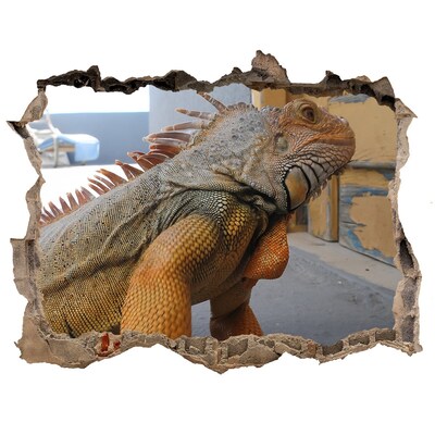 Fototapeta díra na zeď Iguana v poškodenej stene