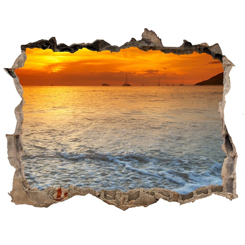 Díra 3D fototapeta nálepka Sunset sea