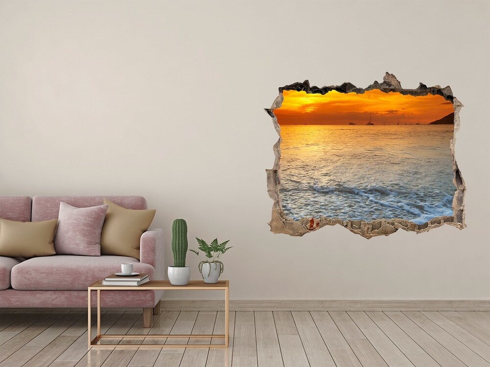 Díra 3D fototapeta nálepka Sunset sea