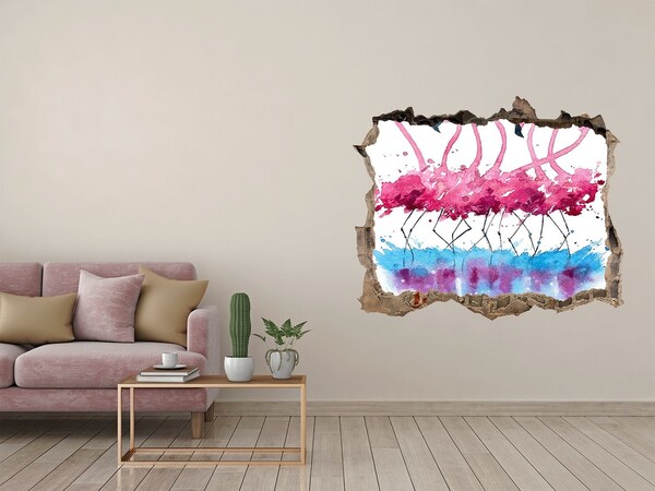 Fototapeta díra na zeď 3D Plameniaky vo farebnej vode