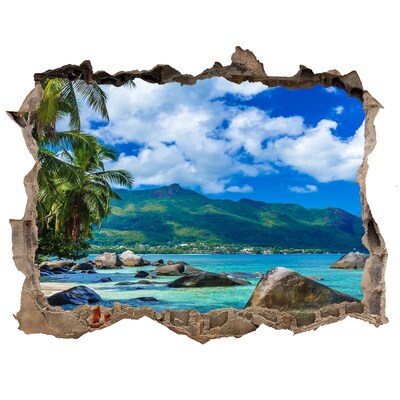 Díra 3D foto tapeta Seychelles beach