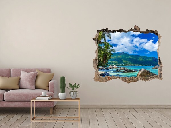 Díra 3D foto tapeta Seychelles beach