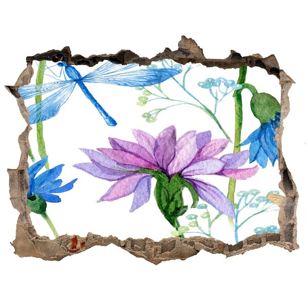 Samolepící díra na stěnu Kvetinová maľba s dierou v stene