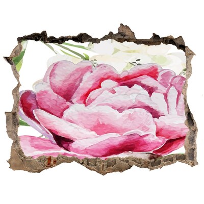 Nálepka 3D díra samolepící Kvetinová krajina s dierou v stene