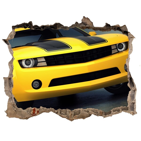 Díra 3D fototapeta nálepka Zničený múr so žltým autom