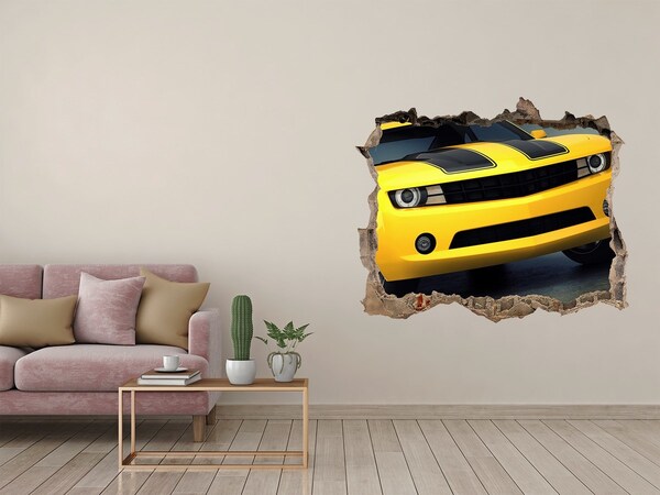 Díra 3D fototapeta nálepka Zničený múr so žltým autom