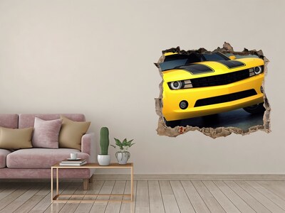 Díra 3D fototapeta nálepka Zničený múr so žltým autom