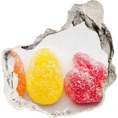 Nálepka fototapeta 3D výhľad Sladké želé fazuľky v diere v stene