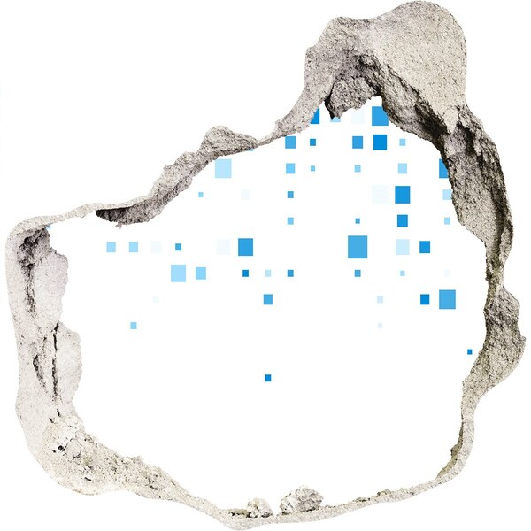 Fototapeta diera na stenu Poškodená stena s modrými štvorcami