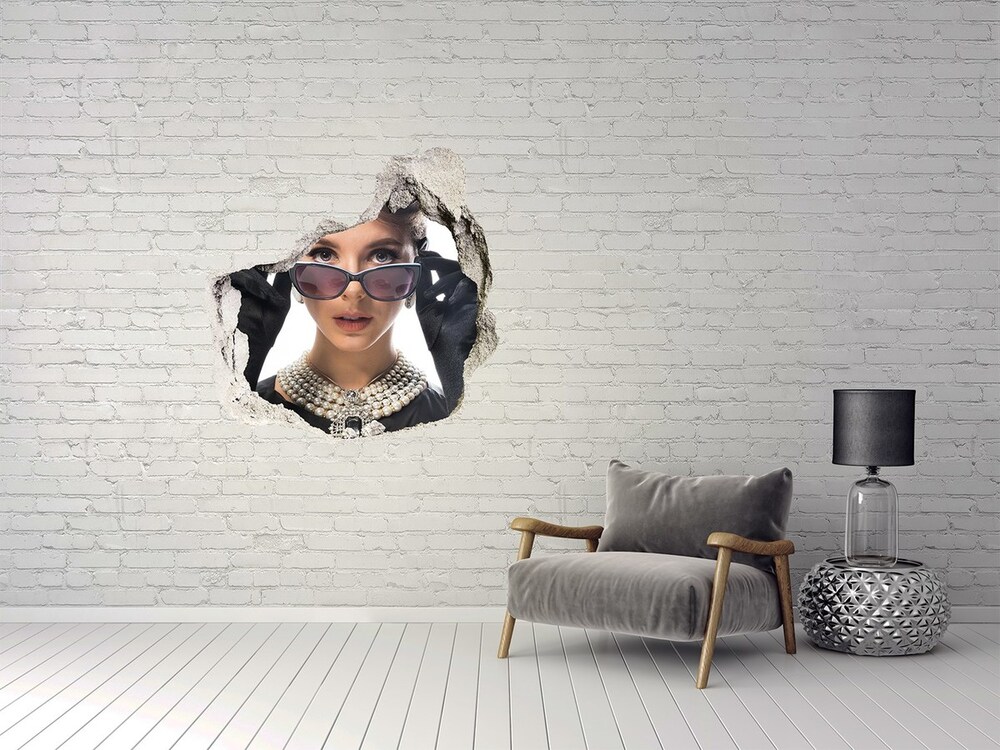 Samolepiaca diera na stenu Žena v okuliaroch