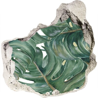 Diera 3D fototapety nálepka Zelené listy v betóne