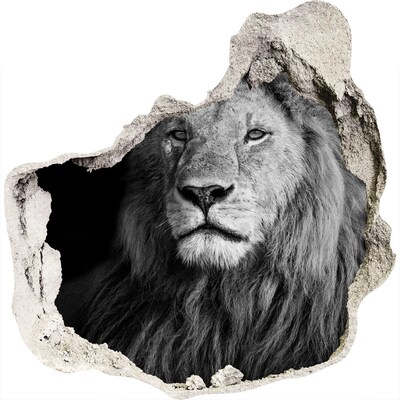 Nálepka fototapeta 3D na stenu Lev v diere v stene