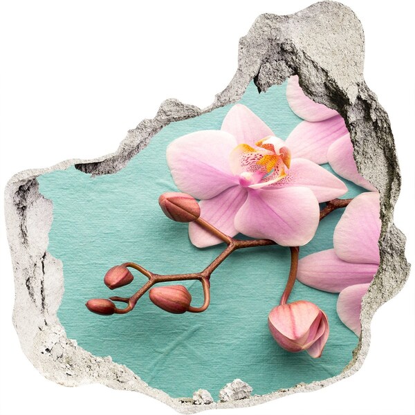 Nálepka 3D diera Kvet orchidey v poškodenej stene