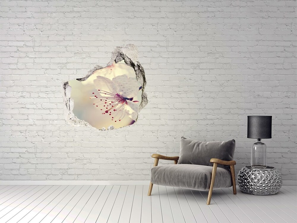 Nálepka 3D diera na stenu Čerešňový kvet