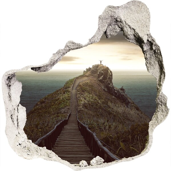 Nálepka 3D diera na stenu betón Cesta do neba