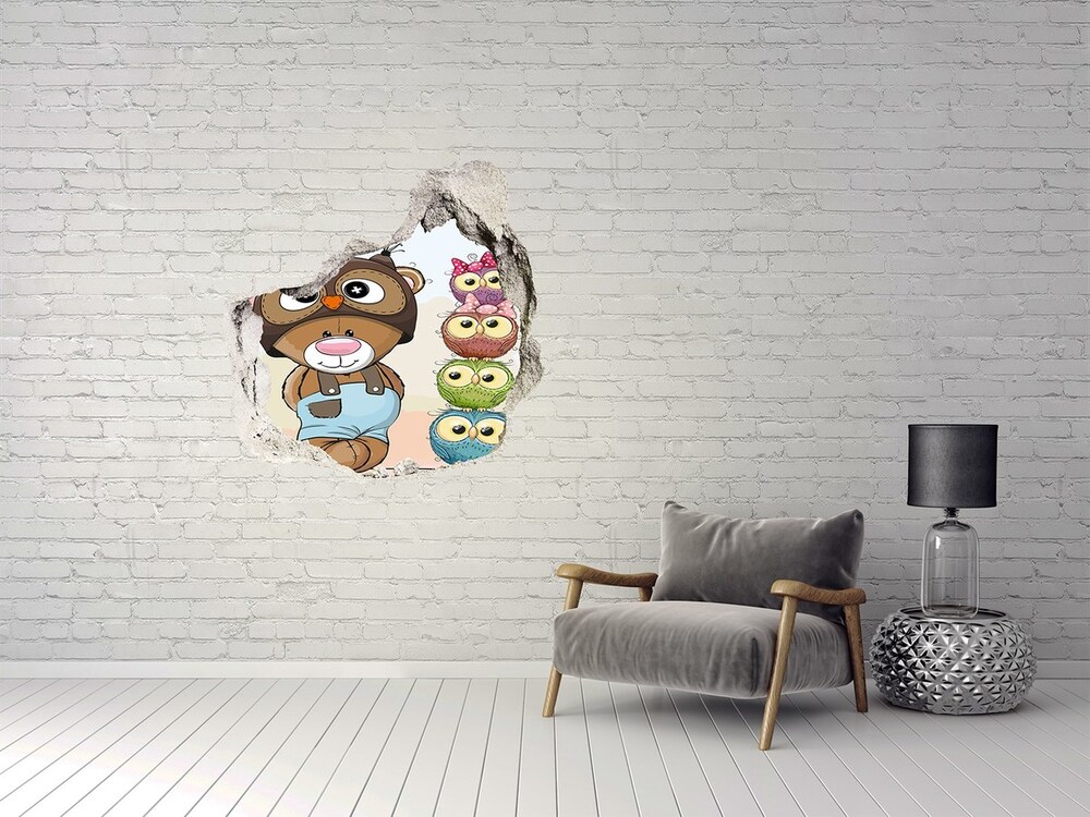 Diera 3D fototapety na stenu Medveď a owl