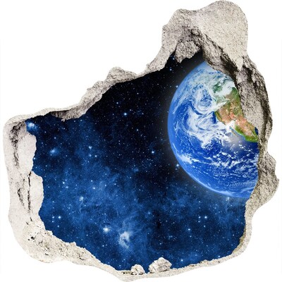 Nálepka 3D diera na stenu Kozmický pohľad z diery v stene