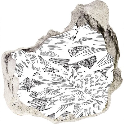 Diera 3D fototapety nálepka Kvetinový vzor s dierou v stene