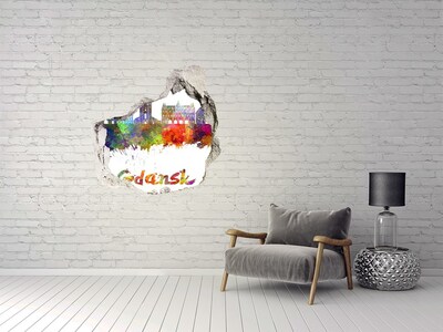 Nálepka 3D diera na stenu Gdaňsk vo farbách dúhy