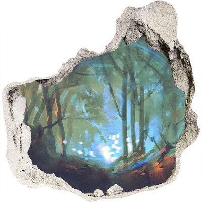 Díra 3D ve zdi nálepka Tajomný les v mesačnom svite