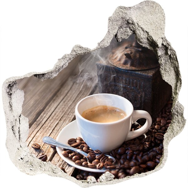 Nálepka 3D diera na stenu Káva v útulnej kaviarni