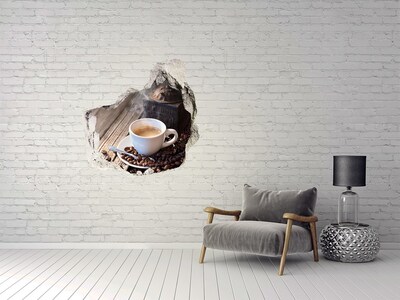 Nálepka 3D diera na stenu Ranná káva