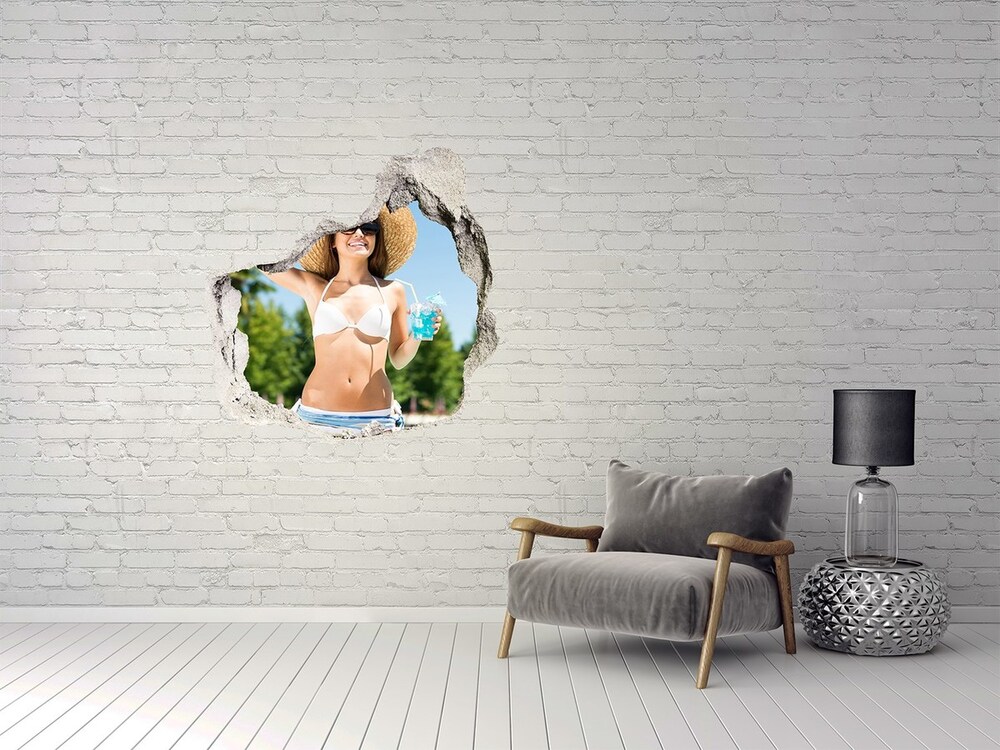 Fototapeta diera na stenu 3D Tá žena pri bazéne
