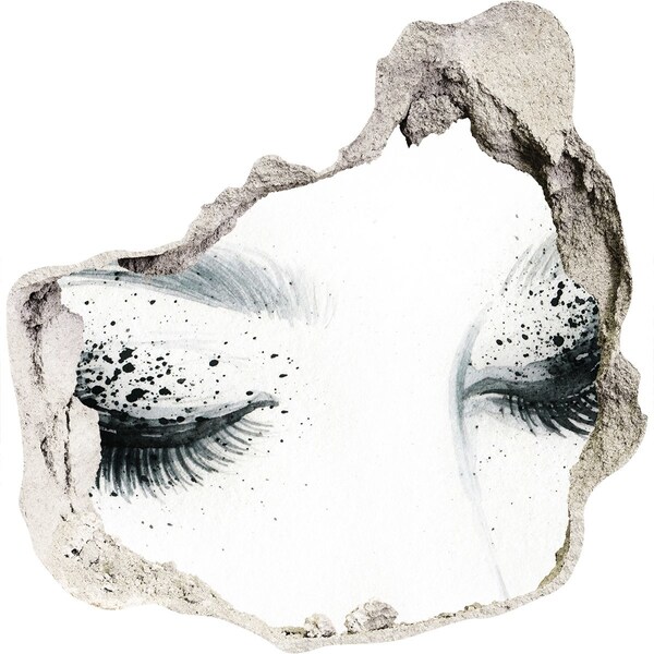 Nálepka 3D diera Zatvorené oči v diere v stene