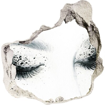 Nálepka 3D diera Zatvorené oči v diere v stene