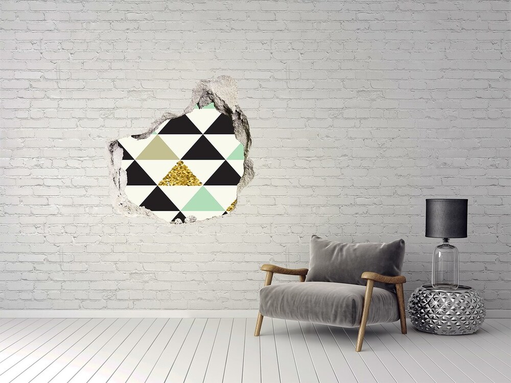 Nálepka 3D diera na stenu Farebné trojuholníky