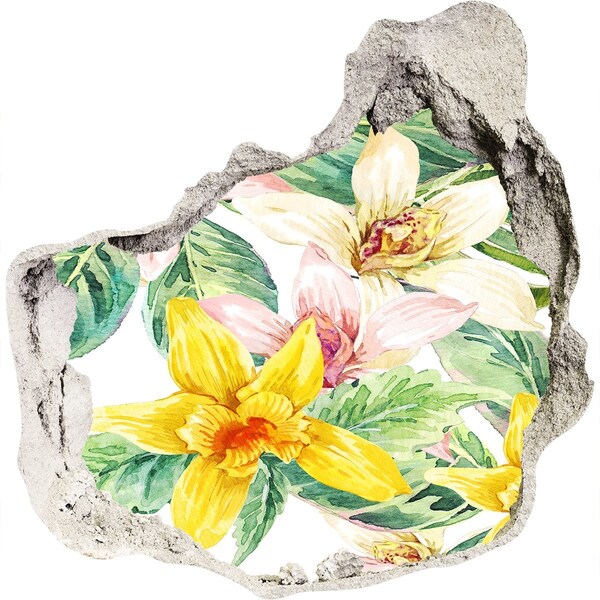 Nálepka diera na stenu betón Kvetinová záhrada za múrom