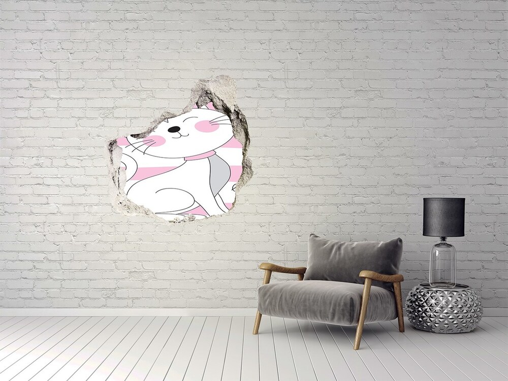 Fototapeta diera na stenu 3D Biela mačka