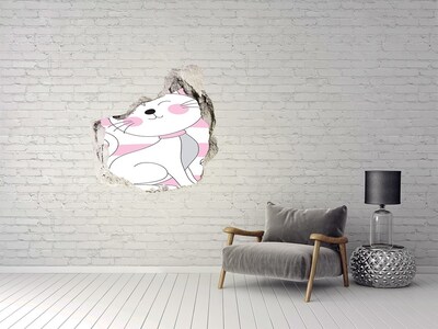 Fototapeta diera na stenu 3D Biela mačka