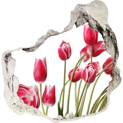 Nálepka 3D diera Červené tulipány