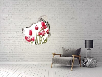 Nálepka 3D diera Červené tulipány