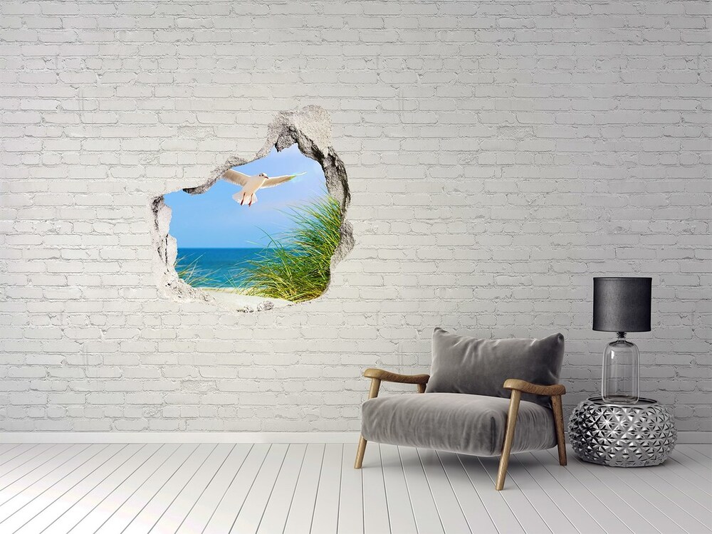 Diera 3D v stene na stenu Čajka na pláži