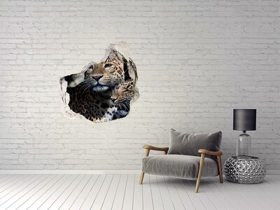 Fotoobraz diera na stenu nálepka Dva leopardy